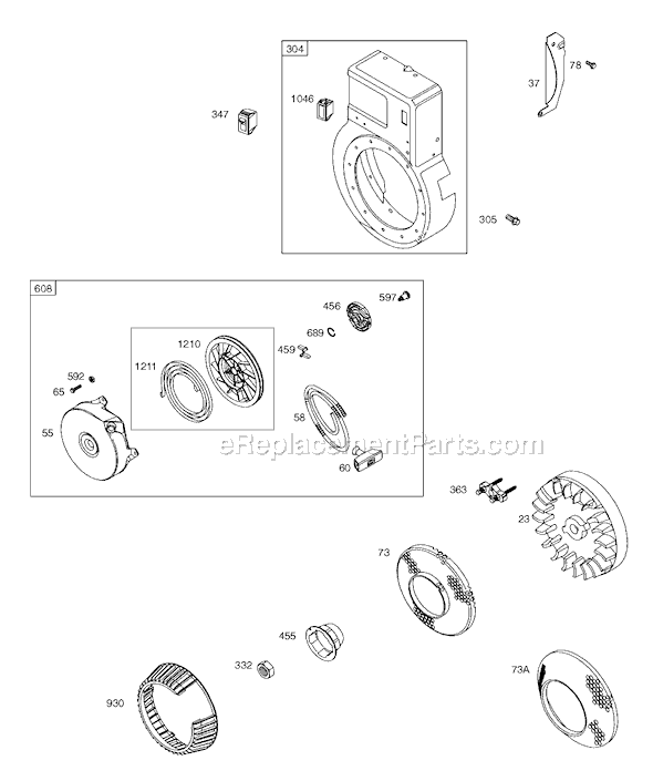 Page F Diagram and Parts List for 9K400SERIES  Briggs and Stratton Engine